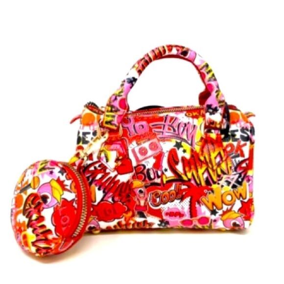 2-N-1 Graffiti Mini Handbag and Wallet - Picture 4 of 7